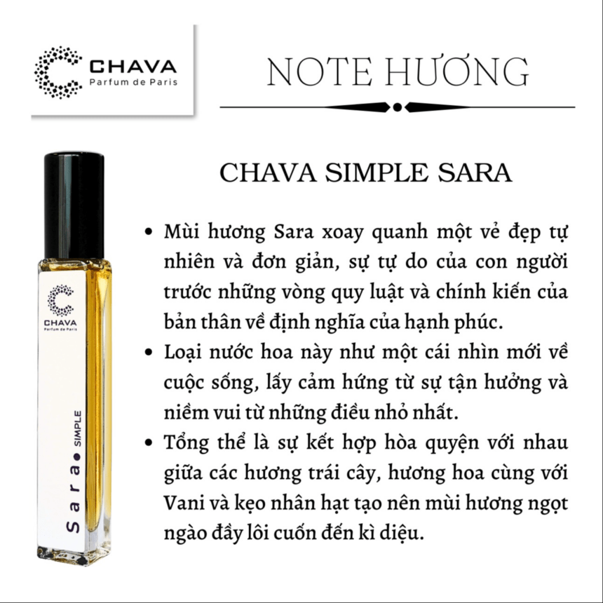 NƯỚC HOA NỮ MINI SIMPLE SARA 10ML PHONG CÁCH XỊT - CHAVA - Ảnh 5