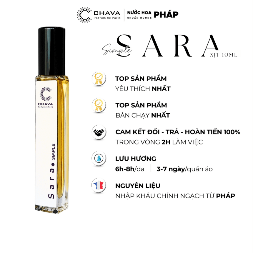 NƯỚC HOA NỮ MINI SIMPLE SARA 10ML PHONG CÁCH XỊT - CHAVA