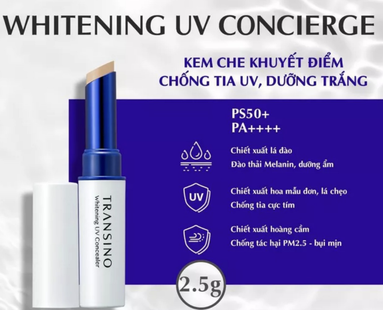 mochanstore.com Thanh Che Khuyet Diem Ho Tro Duong Trang TRANSINO Whitening UV Concealer 2.5g 1